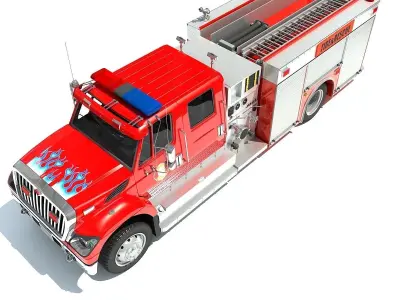 Red Rescue Fire Pumper Truck 3D model