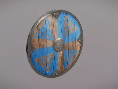 Shield with ornaments Low-poly 3D model