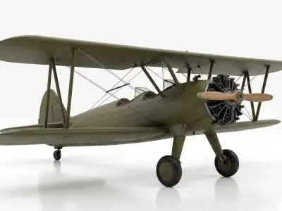 Vintage Military Biplane 3D model