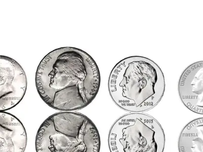 Coins set of silver Low-poly 3D model