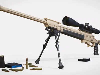 Sniper rifle ORSIS T-5000 Low-poly 3D model