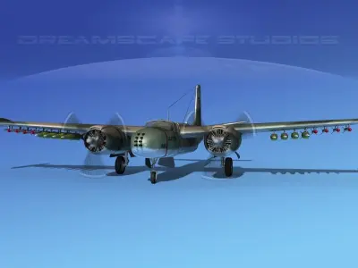 Douglas A-26K Invader USAF Vietnam 3 3D model