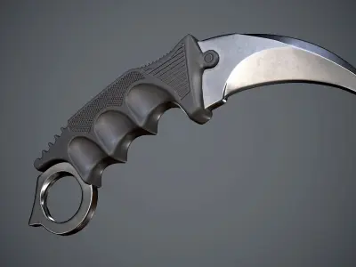 Knife Karambit Black Low-poly 3D model