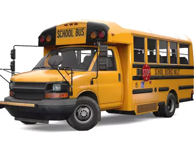 Mini School Bus 2021  Low-poly 3D model