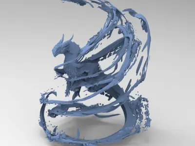 Dragon water splash sculpture grand 3D model