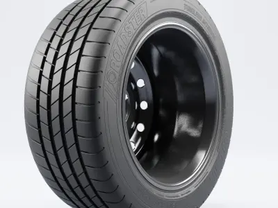 Steel Rim and Tire Tyre Spare Tire Low-poly 3D model