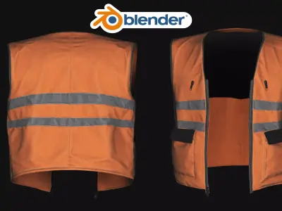 Construction Hazard Safety Work Vest Low-poly 3D model