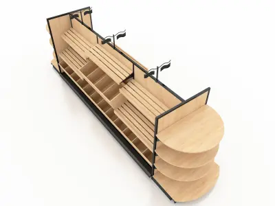 Shelf 3D model 7 wooden with shelves 3D model