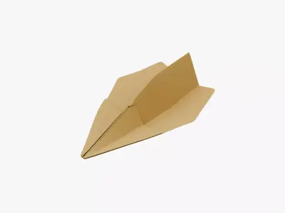 Paper Plane Orange Low-poly 3D model