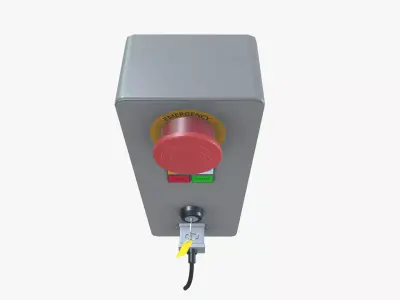 Emergency Stop Control Box Low-poly 3D model