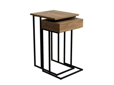 Oak Effect Nest Of Storage Tables Low-poly 3D model