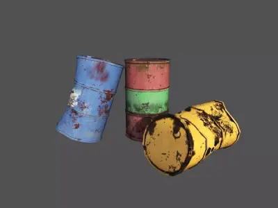 Old barrels Low-poly 3D model