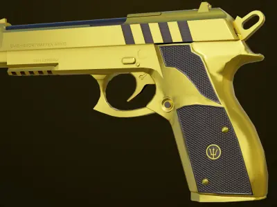 Golden Pistol 01 Generic All PBR Unity UE Textures Included Low-poly 3D model