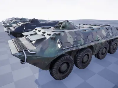 Functional - 6 Versions  APC  Military Vehicle Low-poly 3D model