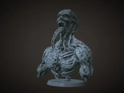 Printable zombie ghoul character bust model 3D print model
