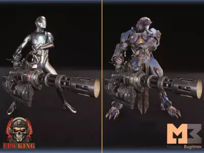 TP Animations Gatling Low-poly 3D model