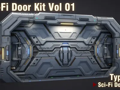Sci-Fi Door Kit Vol 1-PBR Low-poly 3D model