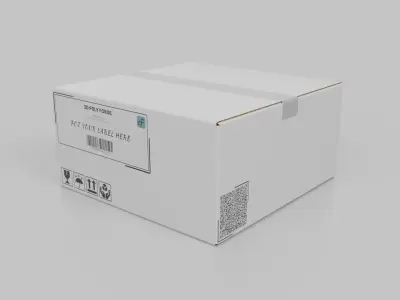 White Cardboard Box R-442 - Rigged and Customizable Low-poly 3D model