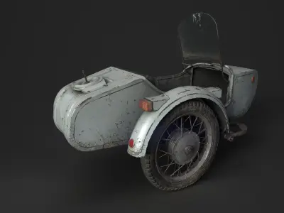 Motorcycle Sidecar Dnepr Low-poly 3D model