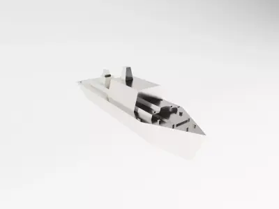 Cartoon Simple Warship v1 006 Low-poly 3D model