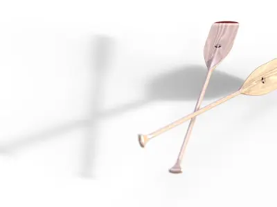 Wooden Paddle Oar for Rowing Boat  3D model