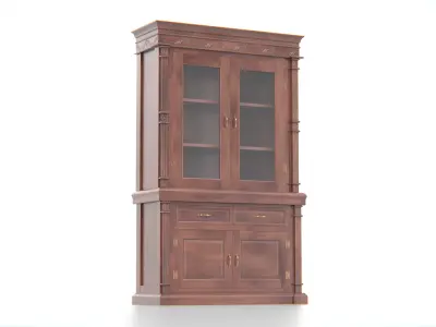 Antique Wooden Hutch Cabinet 02 Low-poly 3D model