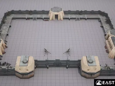 Sci-fi RTS Fortifications Pack 01 Low-poly 3D model