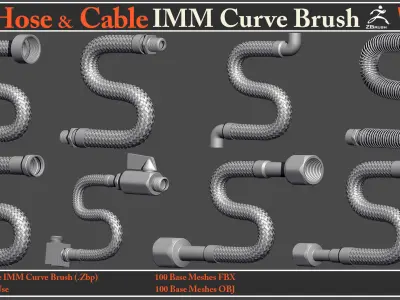 100 Hose and Cable IMM Curve Brush VOL01 Low-poly 3D model