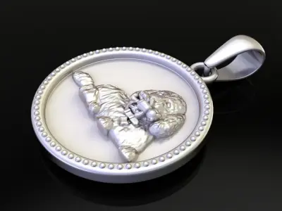 DOG SCULPTURE COIN PENDANT 3D print model