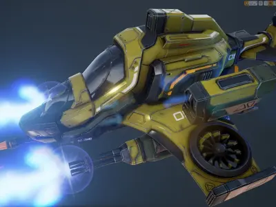 Scout Spaceship - Five Variations and FXs Low-poly 3D model