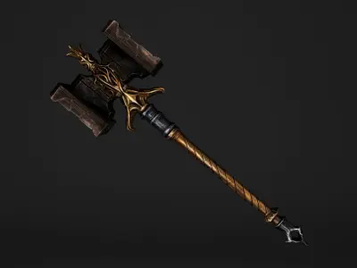 Shaker - Heavy Golden Warhammer Low-poly 3D model