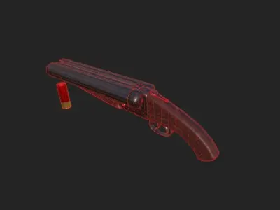 Double barrel short shotgun  Low-poly 3D model