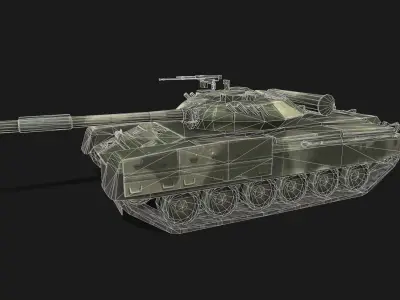 Tank T-80 Low-poly 3D model