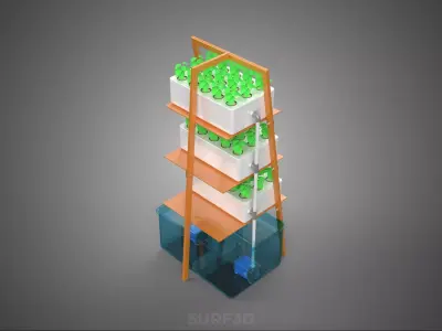 VERTICAL HYDROPONIC SOILLESS PLANT GROWTH WATER TANK RESERVOIR 3D model