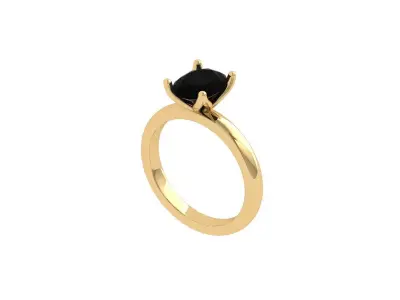 Oval Solitaire Ring 3D print model 5