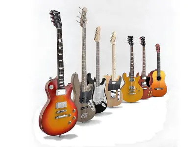 Collection of guitars 3D model
