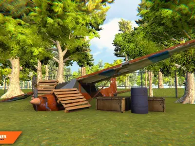 Airplanes - airport with props Low-poly 3D model