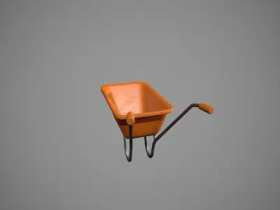 Orange Wheelbarrow Low-poly 3D model
