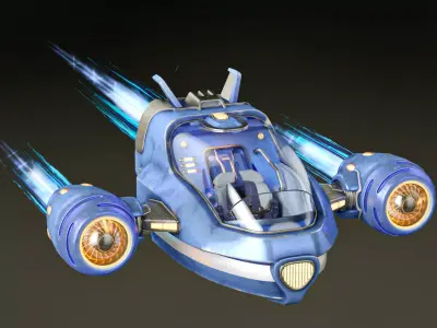 Cute Starship 3D model Low-poly 3D model