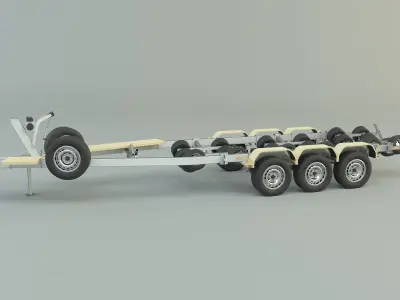 tri axle boat trailer model 3D model