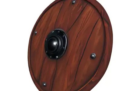 Viking Wooden Round Shield Low-poly 3D model