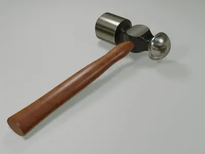 Realistic 3D Hammer with wooden handle Low-poly 3D model