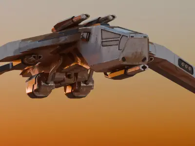  Sci-Fi Assault Spaceship Low-poly 3D model