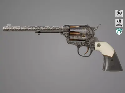 Aesthetic Revolver 03  Generic All PBR Unity UE Textures Low-poly 3D model