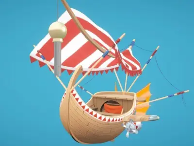 Flying Merchant Ship Low-poly 3D model