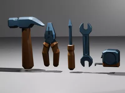 Low-Poly Workshop Tools Pack Low-poly 3D model