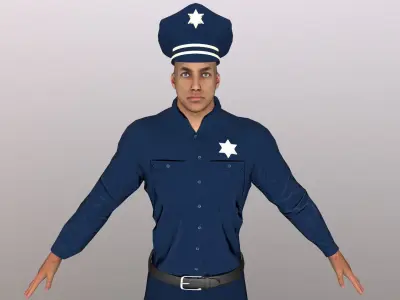 Policeman police officer in uniform Low-poly 3D model