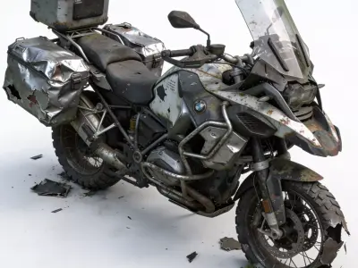 Realistic Crashed Adventure Motorcycle 3d model Low-poly 3D model