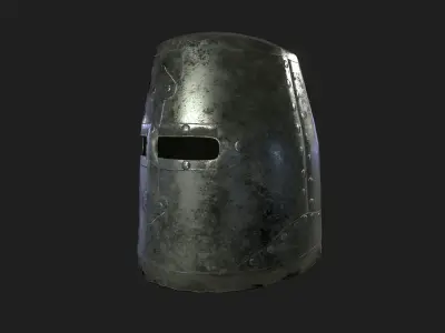 Closed knights helmet with PBR material Low-poly 3D model