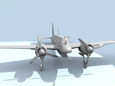 Aircraft airplane with propellers Low-poly 3D model